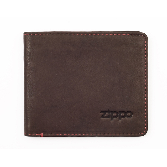 Портмоне ZIPPO, коричневое, натуральная кожа, 11x1,2x10 см для нанесения логотипа