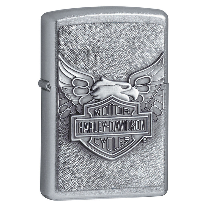 Зажигалка ZIPPO Харлей Дэвидсон с покрытием поцарапанный хром | Harley-Davidson® Street Chrome, латунь/сталь, серебристая, 38x13x57 мм для нанесения логотипа