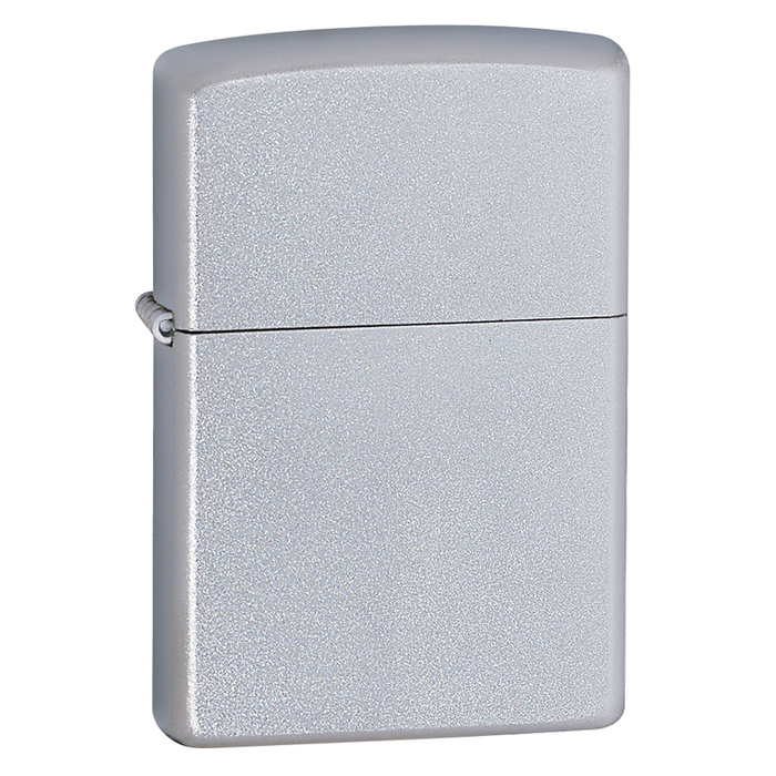 Зажигалка ZIPPO классическая с покрытием сатинированный хром | Classic Satin Chrome, латунь/сталь, серебристая, матовая, 38x13x57мм для нанесения логотипа