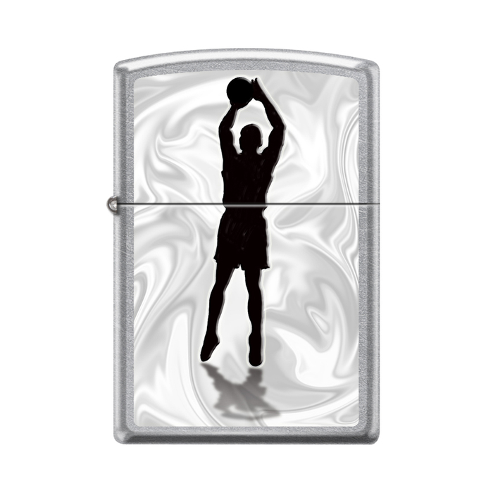 Зажигалка ZIPPO Баскетболист с покрытием Street Chrome™, латунь/сталь, серебристая, 38x13x57 мм для нанесения логотипа