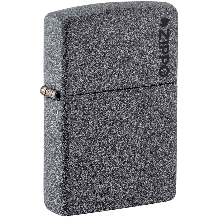 Зажигалка ZIPPO Логотип с каменным покрытием | Logo Iron Stone, латунь/сталь, серая, матовая, 38x13x57 мм для нанесения логотипа