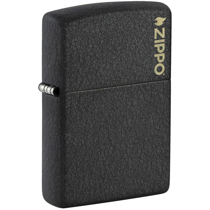Зажигалка ZIPPO Логотип с черным покрытием с кракелюром | Logo Black Crackle™, латунь/сталь, чёрная, матовая, 38x13x57 мм для нанесения логотипа