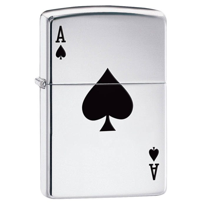Зажигалка ZIPPO Туз пик с покрытием Глянцевый хром | Simple Spade Design High Polish Chrome, латунь/сталь, серебристая, 38x13x57 мм для нанесения логотипа