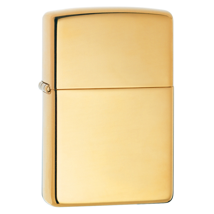 Зажигалка ZIPPO классическая с покрытием Глянцевая латунь | Classic High Polish Brass, латунь/сталь, золотистая, 38x13x57 мм для нанесения логотипа