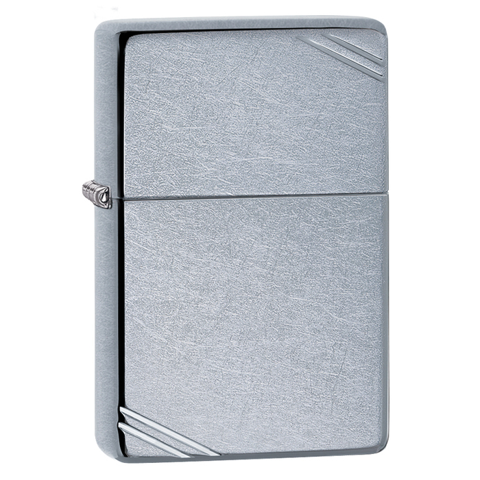 Зажигалка ZIPPO Винтажная с покрытием поцарапанный хром | Vintage Street Chrome, латунь/сталь, серебристая, матовая, 38x13x57 мм для нанесения логотипа