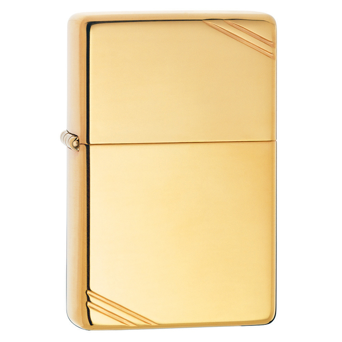 Зажигалка ZIPPO Винтажная с покрытием Глянцевая латунь | Vintage™ High Polish Brass, латунь/сталь, золотистая, 38x13x57 мм для нанесения логотипа