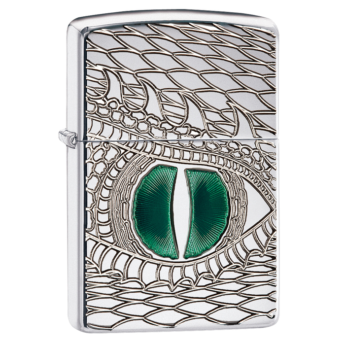Зажигалка ZIPPO Armor™ Глаз дракона с покрытием Глянцевый хром | Dragon Eye High Polish Chrome, латунь/сталь, серебристая, 38x13x57 мм для нанесения логотипа