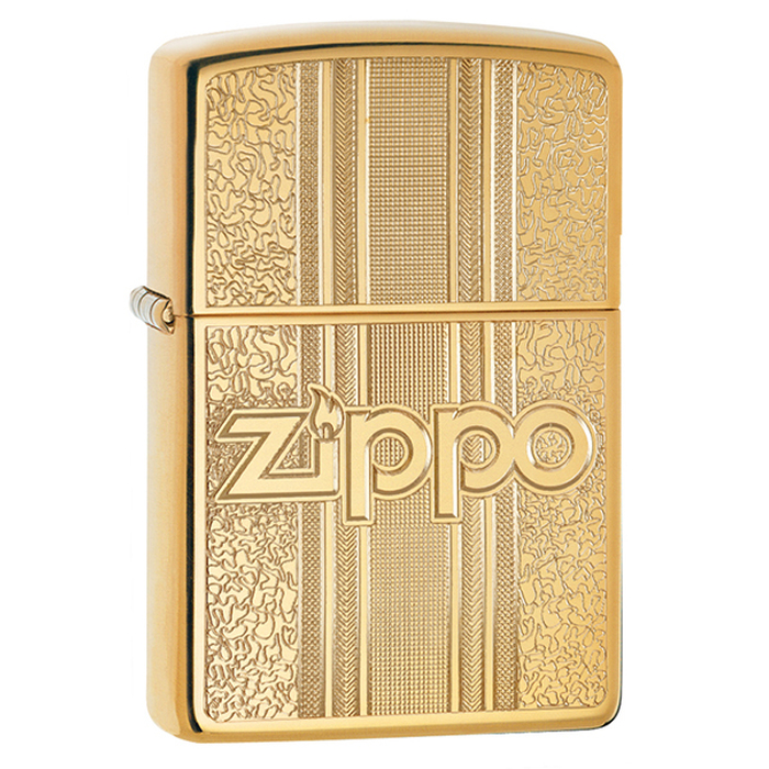 Зажигалка ZIPPO Графический узор с покрытием Глянцевая латунь | Pattern Design High Polish Brass, латунь/сталь, золотистая, 38x13x57 мм для нанесения логотипа
