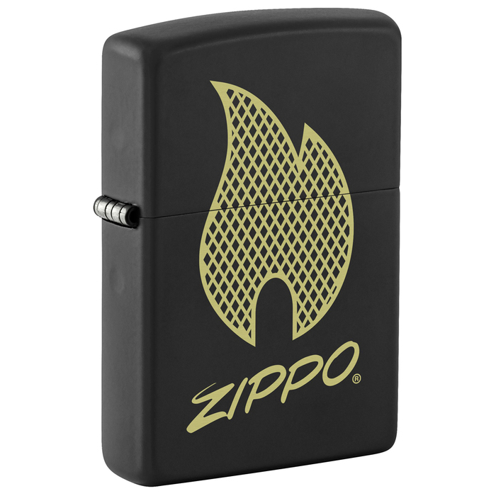 Зажигалка ZIPPO с покрытием Black Matte,латунь/сталь, черная, 38x13x57 мм для нанесения логотипа