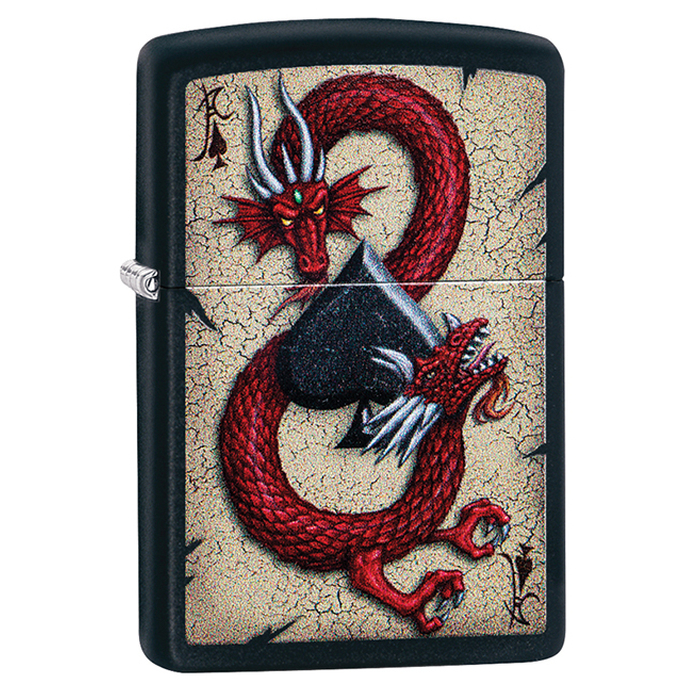 Зажигалка ZIPPO Dragon Ace с покрытием Black Matte, латунь/сталь, чёрная, матовая, 38x13x57 мм для нанесения логотипа