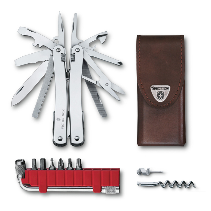 Мультитул VICTORINOX SwissTool Spirit X Plus, 105 мм, 35 функций, в кожаном чехле для нанесения логотипа