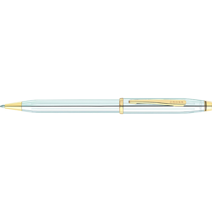Шариковая ручка CROSS коллекция «ВЕЧНАЯ КЛАССИКА 2.0 | CENTURY CLASSIC II». Цвет - серебристый с золотистой отделкой. для нанесения логотипа