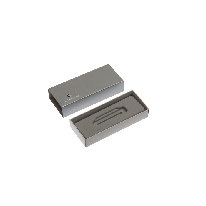 Коробка для ножей VICTORINOX 58 мм толщиной 2 и более уровней (MiniChamp), картонная, серебристая для нанесения логотипа