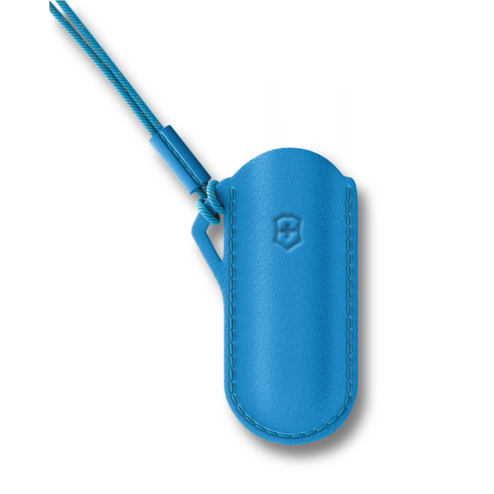 Чехол VICTORINOX "Summer Rain" для ножей Classic Colors 58 мм, кожаный, голубой для нанесения логотипа