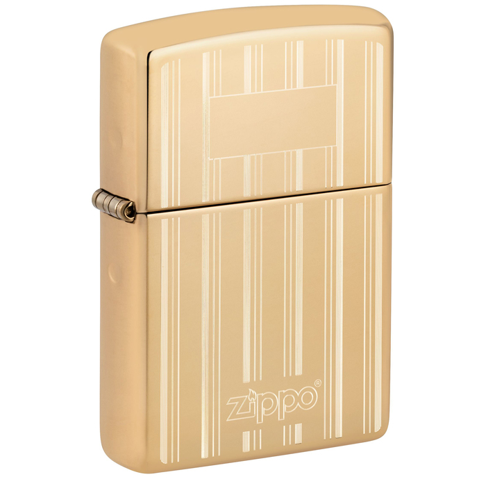 Зажигалка ZIPPO классическая с покрытием Глянцевая латунь | Classic High Polish Brass, латунь/сталь, золотистая, 38x13x57 мм для нанесения логотипа