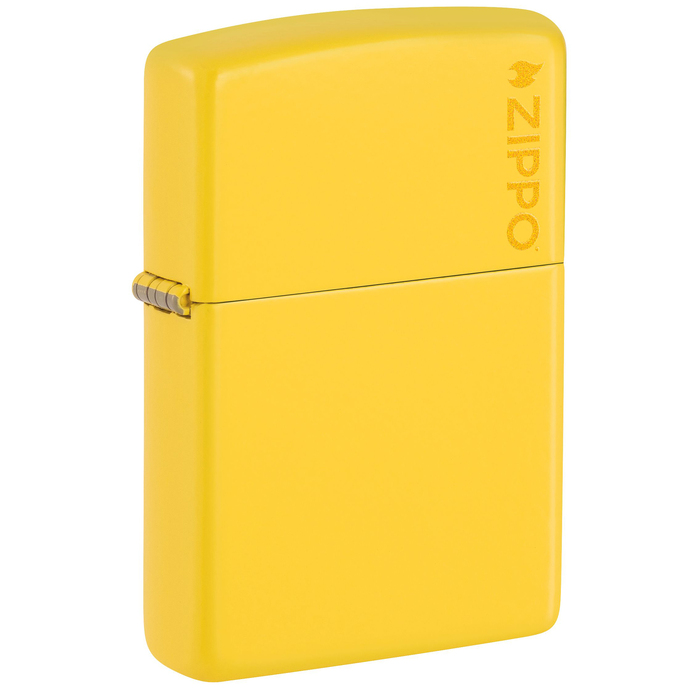Зажигалка ZIPPO Логотип с покрытием цвета подсолнуха | Logo Sunflower, латунь/сталь, желтая, глянцевая, 38x13x57 мм для нанесения логотипа