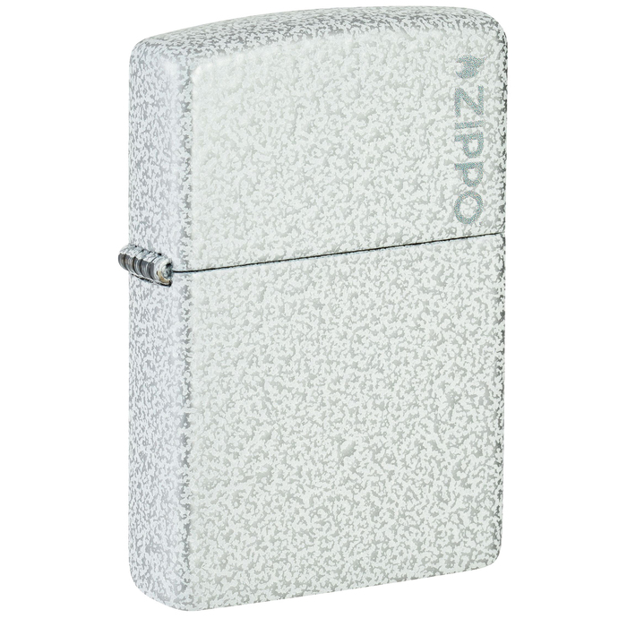 Зажигалка ZIPPO Логотип с ледяным покрытием | Logo Glacier, латунь/сталь, белая, матовая, 38x13x57 мм для нанесения логотипа
