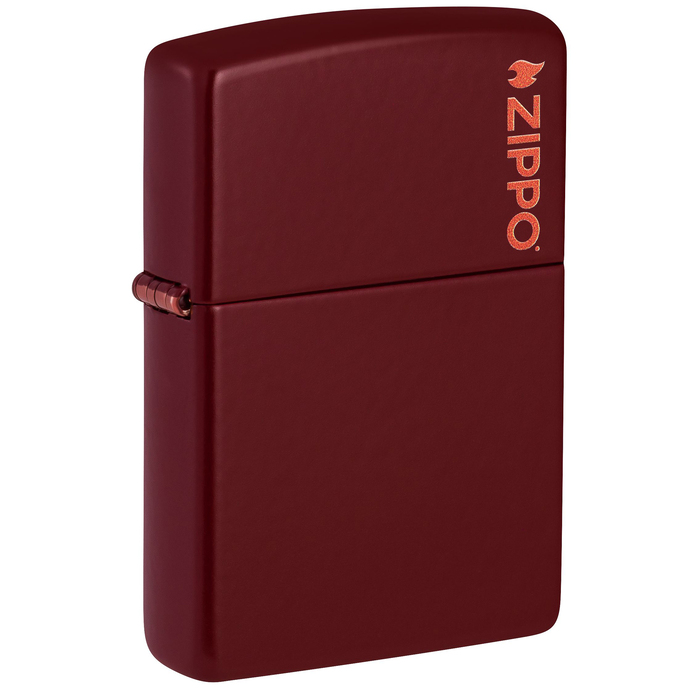 Зажигалка ZIPPO Логотип с покрытием мерло | Logo Merlot, латунь/сталь, бордовая, глянцевая, 38x13x57 мм для нанесения логотипа
