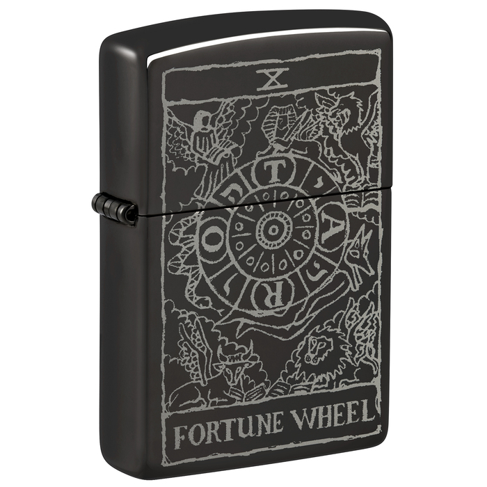 Зажигалка ZIPPO Колесо фортуны с черным глянцевым покрытием | Wheel Of Fortune High Polish Black, латунь/сталь, черная, глянцевая, 38x13x57 мм для нанесения логотипа