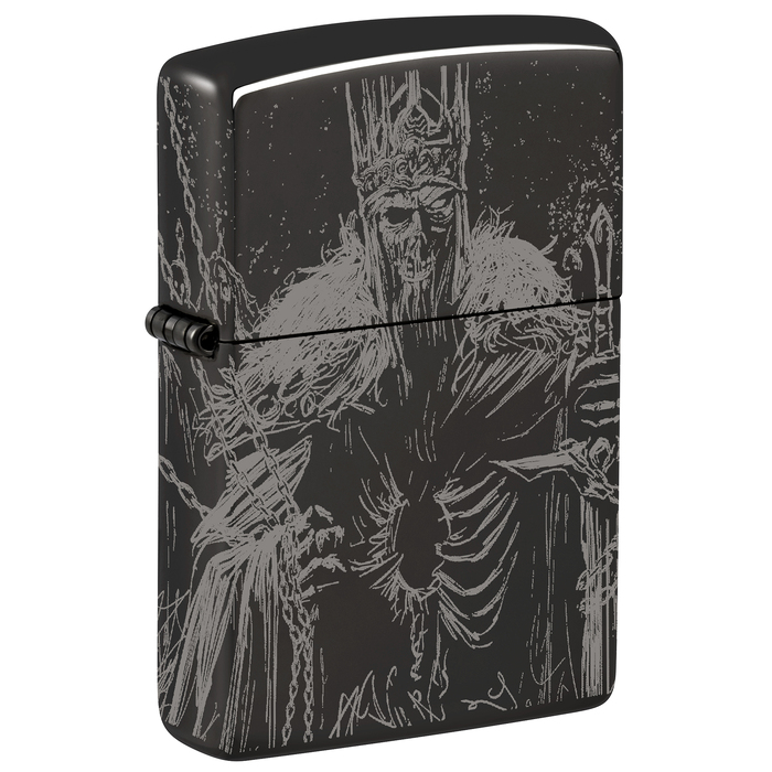 Зажигалка ZIPPO Король скелетов с черным глянцевым покрытием | Skull King High Polish Black, латунь/сталь, черная, глянцевая, 38x13x57 мм для нанесения логотипа