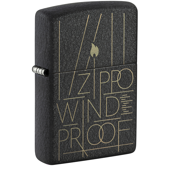 Зажигалка ZIPPO Искусство линий с черным покрытием с кракелюром | Line Art Black Crackle™, латунь/сталь, чёрная, матовая, 38x13x57 мм для нанесения логотипа