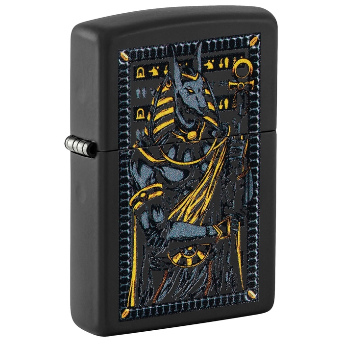 Зажигалка ZIPPO Бог Анубис с черным матовым покрытием | Anubis Black Matte, латунь/сталь, черная, 38x13x57 мм для нанесения логотипа
