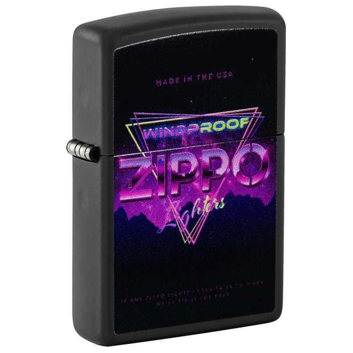 Зажигалка ZIPPO Знак с черным матовым покрытием | Sign Design Black Matte, латунь/сталь, черная, 38x13x57 мм для нанесения логотипа