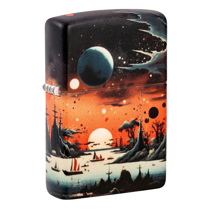Зажигалка ZIPPO Галактический пейзаж с матовым покрытием на 540 | Galactic Landscape Design 540 Matte, латунь/сталь, разноцветная, матовая, 38x13x57мм для нанесения логотипа