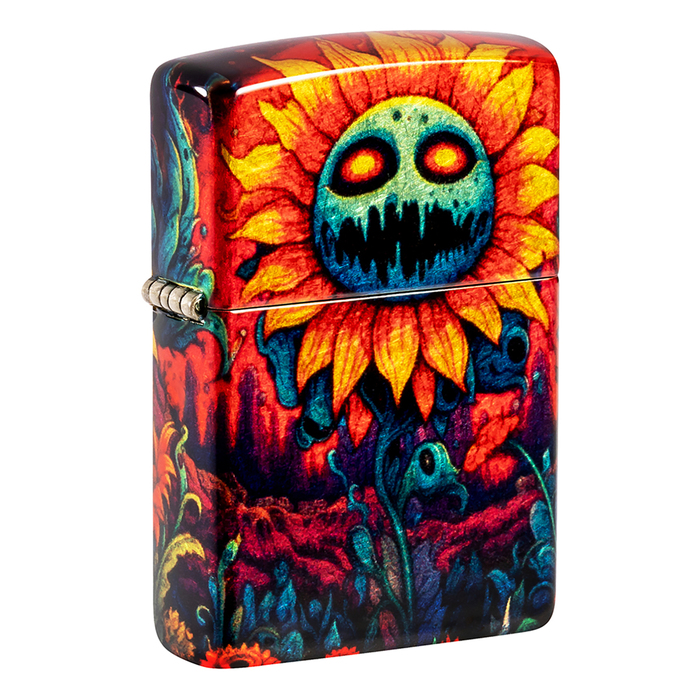 Зажигалка ZIPPO Зловещий подсолнух с покрытием Искусственно состаренная латунь | Spooky Sunflower 540 Tumbled Brass, латунь/сталь, разноцв.,38x13x57мм для нанесения логотипа