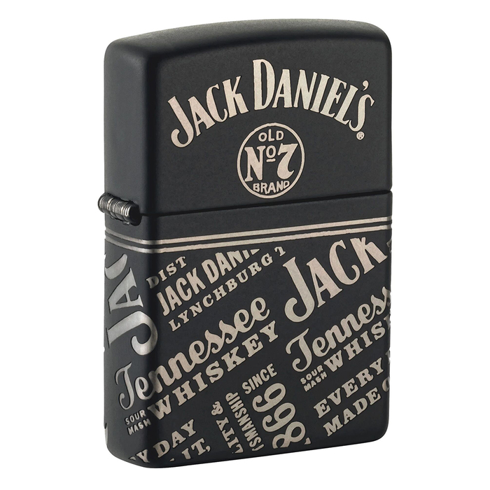 Зажигалка ZIPPO Джек Дэниэлс с черным матовым покрытием | Jack Daniel's Black Matte, латунь/сталь, разноцветная, 38x13x57 мм для нанесения логотипа