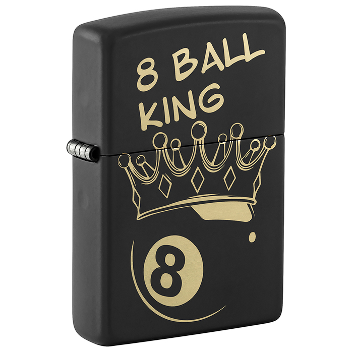 Зажигалка ZIPPO Чемпион по бильярду с черным матовым покрытием |Billiards Champion Design Black Matte, латунь/сталь, черная, 38x13x57 мм для нанесения логотипа