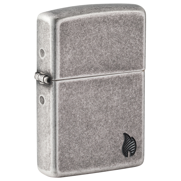 Зажигалка ZIPPO Armor® Пламя c античным серебристым покрытием | Flame Antique Silver, латунь/сталь, серебристая, 38x13x57 мм для нанесения логотипа