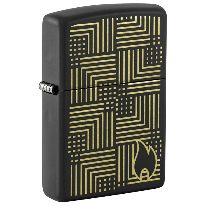 Зажигалка ZIPPO Отражения с черным матовым покрытием | Reflection Design Black Matte, латунь/сталь, черная, матовая, 38x13x57 мм для нанесения логотипа