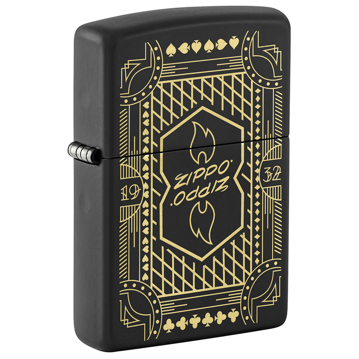Зажигалка ZIPPO Линейный мотив с черным матовым покрытием | Lines Design Black Matte, латунь/сталь, черная, матовая, 38x13x57 мм для нанесения логотипа
