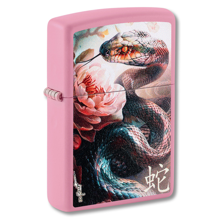 Зажигалка ZIPPO Анаконда Мацци с розовым матовым покрытием | Mazzi® Anaconda Pink Matte, латунь/сталь, розовая, матовая, 38x13x57 м для нанесения логотипа