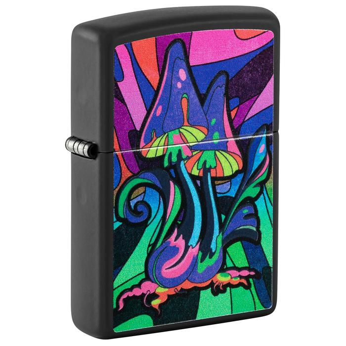 Зажигалка ZIPPO Контркультура с покрытием черный свет | Counter Culture Black Light, латунь/сталь, черная,матовая 38x13x57 мм для нанесения логотипа