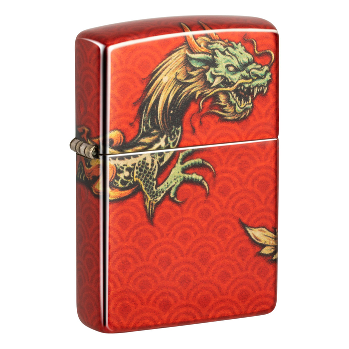 Зажигалка ZIPPO Дракон с покрытием Искусственно состаренная латунь на 540 | Dragon Design 540 Tumbled Brass, латунь/сталь, разноцветная, 38x13x57 мм для нанесения логотипа