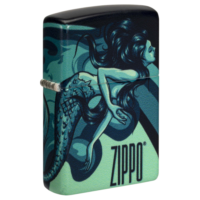 Зажигалка ZIPPO Русалка с матовым покрытием на 540 | Mermaid Design 540 Matte, латунь/сталь, черная, матовая, 38x13x57 мм для нанесения логотипа