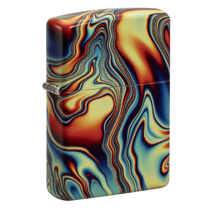 Зажигалка ZIPPO Цветные вихри с покрытием, светящимся в темноте зеленым | Colorful Swirl Glow In The Dark Green,латунь/сталь,разноцветная,38x13x57 мм для нанесения логотипа