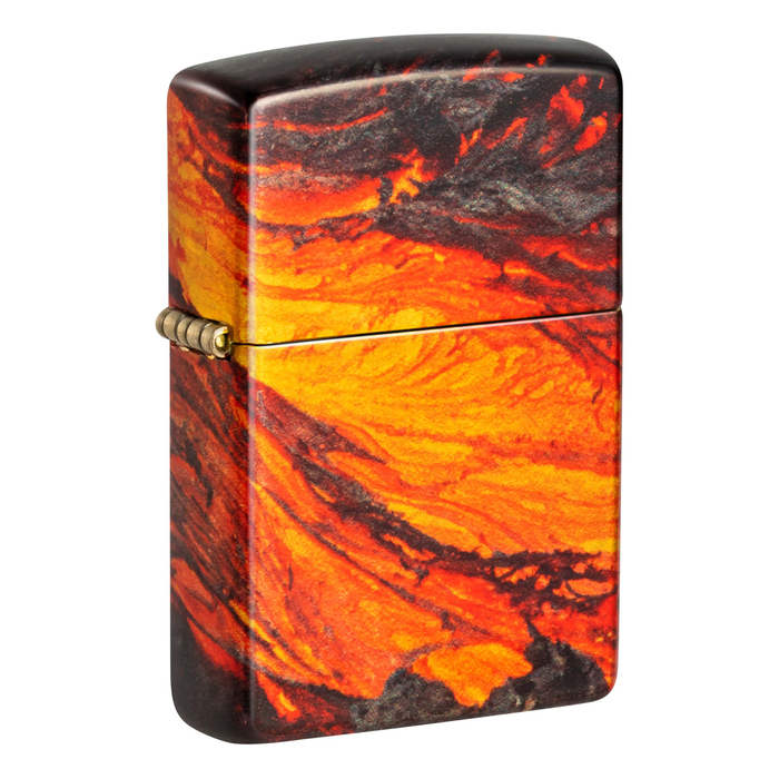 Зажигалка ZIPPO Поток лавы с покрытием Искусственно состаренная латунь на 540 | Lava Flow 540 Tumbled Brass, латунь/сталь, оранжевая, 38x13x57 мм для нанесения логотипа