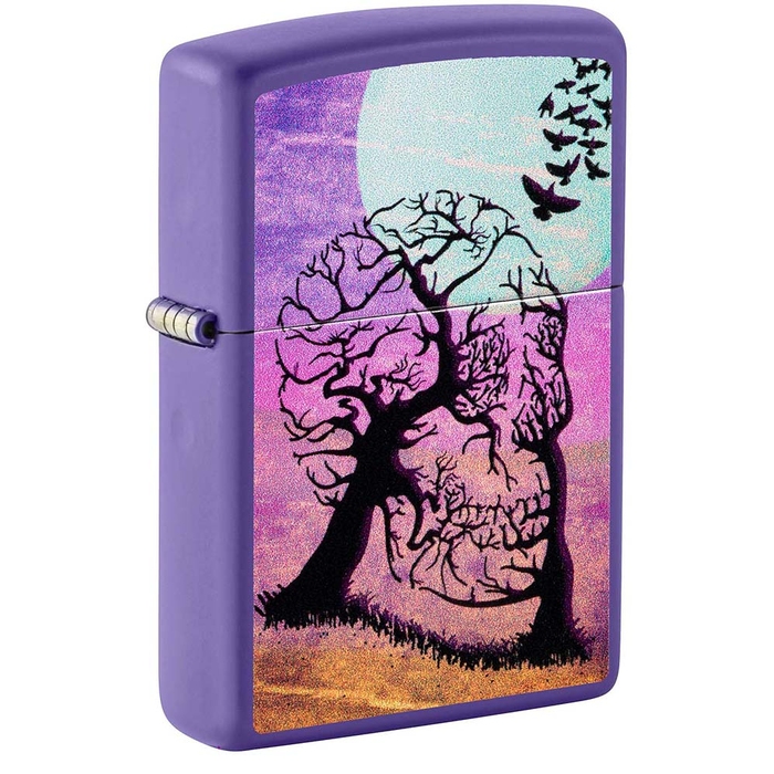 Зажигалка ZIPPO Деревья-черепа с фиолетовым матовым покрытием | Skull Tree Purple Matte, латунь/сталь, черная 38x13x57 мм для нанесения логотипа