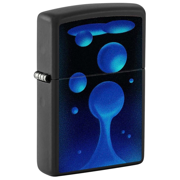 Зажигалка ZIPPO Лавовая лампа с покрытием черный свет | Lava Lamp Black Light, латунь/сталь, черная,матовая 38x13x57 мм для нанесения логотипа