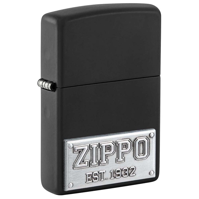 Зажигалка ZIPPO Номерной знак с черным матовым покрытием | License Plate Black Matte, латунь/сталь, черная, 38x13x57 мм для нанесения логотипа