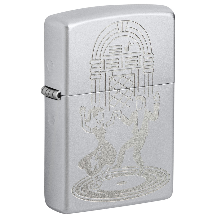 Зажигалка ZIPPO Старомодный танец с покрытием сатинированный хром | Vintage Dance Satin Chrome, латунь/сталь, серебристая, 38x13x57 мм для нанесения логотипа