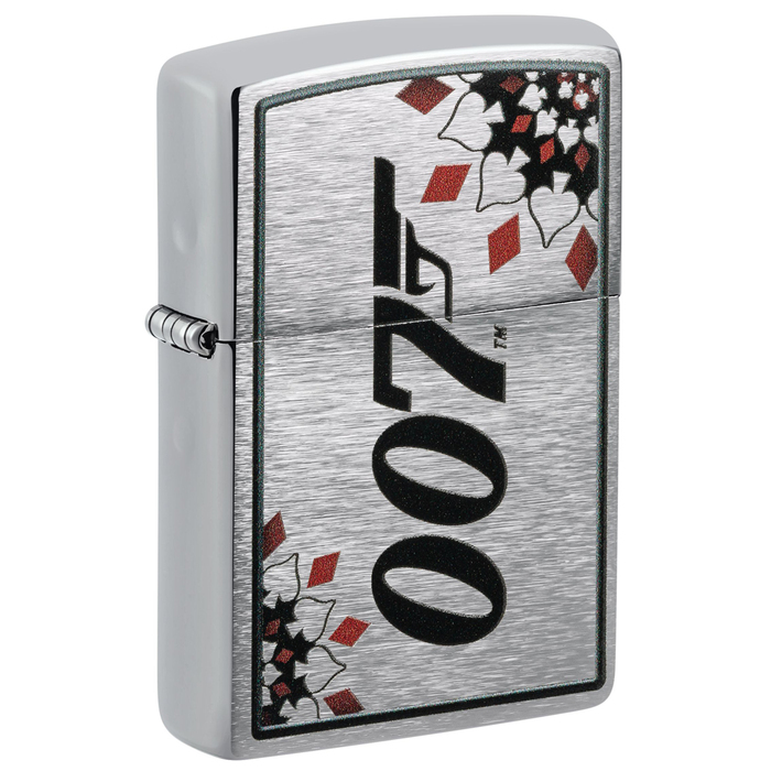 Зажигалка ZIPPO Джеймс Бонд с покрытием матовый хром | James Bond™ Brushed Chrome, латунь/сталь, серебристая, 38x13x57 мм для нанесения логотипа
