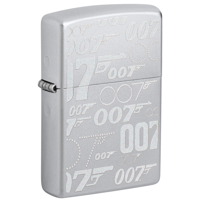 Зажигалка ZIPPO Джеймс Бонд с покрытием сатинированный хром | James Bond™ Satin Chrome, латунь/сталь, серебристая, 38x13x57 мм для нанесения логотипа
