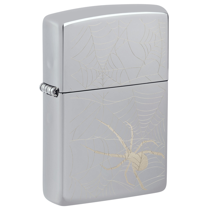 Зажигалка ZIPPO Паук с покрытием Глянцевый хром | Spider Design High Polish Chrome, латунь/сталь, серебристая, 38x13x57 мм для нанесения логотипа
