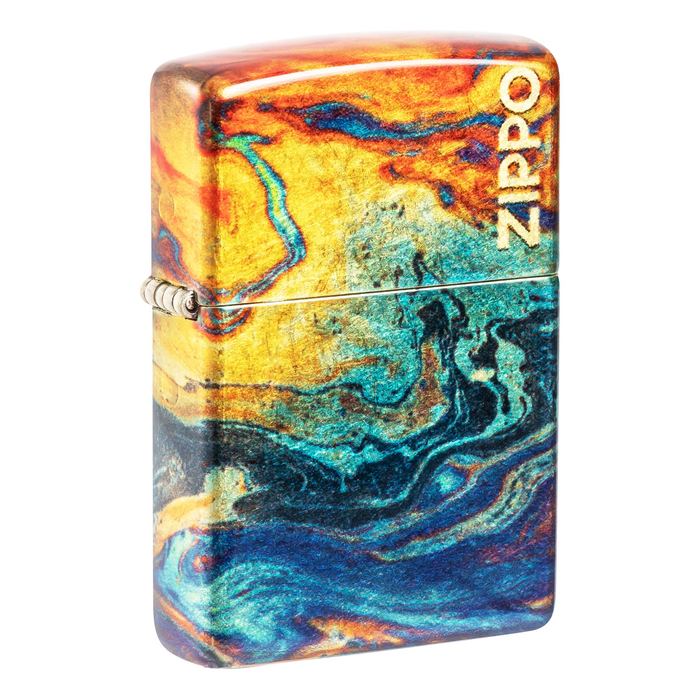 Зажигалка ZIPPO Цветная с покрытием Искусственно состаренная латунь на 540 | Colorful Design 540 Tumbled Brass, латунь/сталь, разноцветная, 38x13x57мм для нанесения логотипа