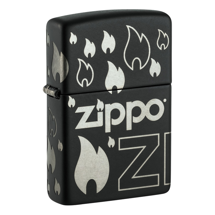 Зажигалка ZIPPO Традиционный дизайн с черным матовым покрытием | Zippo Design Black Matte, латунь/сталь, черная, матовая, 38x13x57 мм для нанесения логотипа
