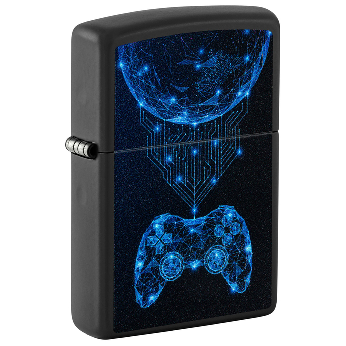 Зажигалка ZIPPO Игровая приставка с черным матовым покрытием | Gaming Black Matte, латунь/сталь, черная, матовая, 38x13x57 мм для нанесения логотипа